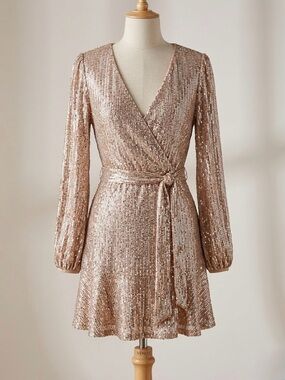 VENUS Champagne Sequin Dress